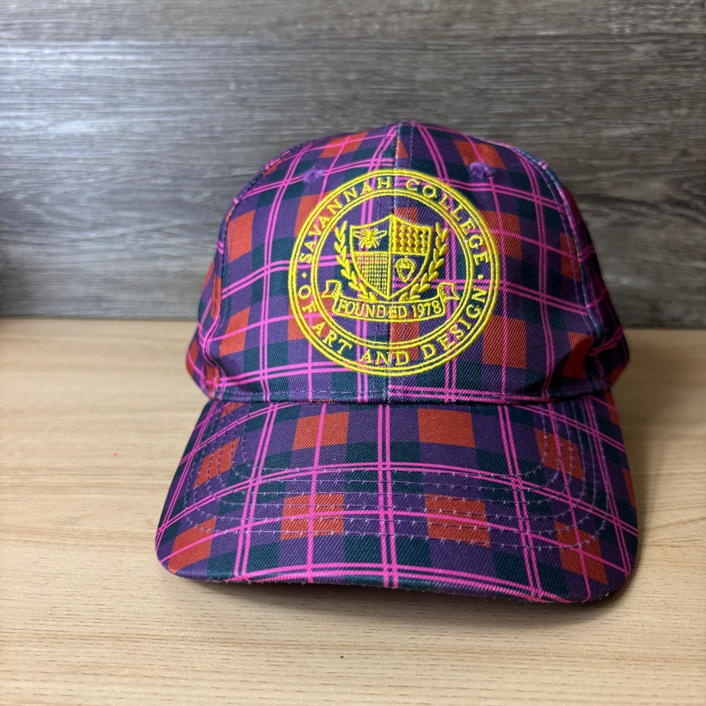 Savannah College Hat Cap Strap Back Womens Purple‎ Plaid Art And Design